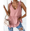 Starorůžový volnější volánkový top VALERIE