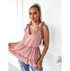 Starorůžový volnější volánkový top VALERIE