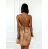 Hnědé lesklé šaty FANTASY s vázáním