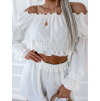Bílý elegantní krátký komplet ROMANTIC