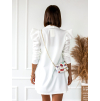 Bílé sako STAY s nabíranými rukávy a kapsičkou