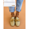 Zelené uzavřené pantofle ELLEN se zlatým doplňkem