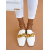 Bílé uzavřené pantofle ELLEN se zlatým doplňkem