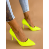 Neonové žluté hladké boty na podpatku MELODY