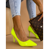 Neonové žluté hladké boty na podpatku MELODY