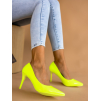 Neonové žluté hladké boty na podpatku MELODY