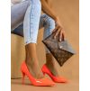 Neonové oranžové hladké boty na podpatku MELODY