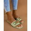 Světle zelené pantofle TRIPLE s řetízkem