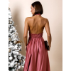 Malinové dlouhé lesklé šaty THERESA s rozparkem