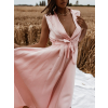 Světle růžové lesklé šaty BLAINE s vázáním