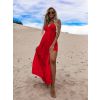 Červené dlouhé šaty SHANE s rozparkem