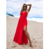 Červené dlouhé šaty SHANE s rozparkem