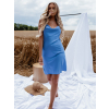 Modré lesklé šaty IZZY s tenkými ramínky