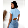Světle modré crop triko STRIPE s krátkým rukávem
