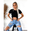 Černé crop triko STRIPE s krátkým rukávem
