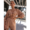 Hnědý krátký dvoudílný komplet AWAY s vázáním