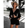 Černý krátký dvoudílný komplet AWAY s vázáním