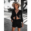 Černý krátký dvoudílný komplet AWAY s vázáním