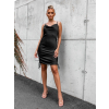 Černé kratší  lesklé šaty BIANCA