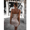 Béžové kratší  lesklé šaty BIANCA