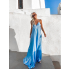Světle modré dlouhé lesklé šaty HAYLEY