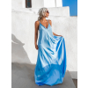 Světle modré dlouhé lesklé šaty HAYLEY