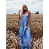 Světle modré dlouhé lesklé šaty HAYLEY