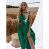 Zelené lesklé šaty ERICA s vázáním