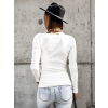 Bílé žebrované triko GENUINE s dlouhým rukávem