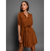 Hnědé lehké šaty FOGGY s knoflíky