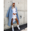Světle modrý delší kabát EVADE s vázáním v pase