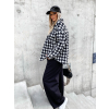 Černý vzorovaný kabátek KEY na knoflíky