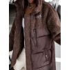 Tmavě hnědá bunda PEBLES s umělým kožíškem a vázáním v pase