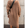 Hnědé pletené svetrové šaty WINELA s volnými rukávy