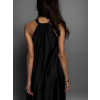 Černé elegantní lesklé šaty CORALLINE s vázáním kolem krku