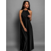 Černé elegantní lesklé šaty CORALLINE s vázáním kolem krku