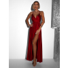 Bordó lesklé dlouhé plesové šaty FAIRYTALE