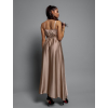 Tmavě béžové lesklé dlouhé plesové šaty PRIMROSE