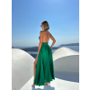Zelené dlouhé elegantní lesklé šaty TARRISA s rozparkem