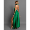 Zelené dlouhé elegantní lesklé šaty TARRISA s rozparkem