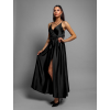 Černé lesklé dlouhé plesové šaty FAIRYTALE pro družičky