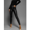 Černé koženkové kalhoty MALLOW s knoflíky