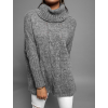 Tmavě šedý pletený oversize svetr TWINED s rolákem