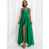 Zelené lesklé dlouhé plesové šaty CHRYSANTHE