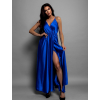 Královsky modré lesklé dlouhé plesové šaty CHRYSANTHE