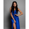 Královsky modré lesklé dlouhé plesové šaty CHRYSANTHE