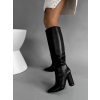 Černé vysoké kozačky TANER na podpatku
