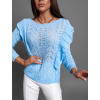 Světle modrý pletený svetřík NEPALES s volánky
