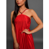 Červené plisované šaty OVERFLOW s tenkými ramínky