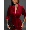 Červený semišový elegantní komplet CONTY